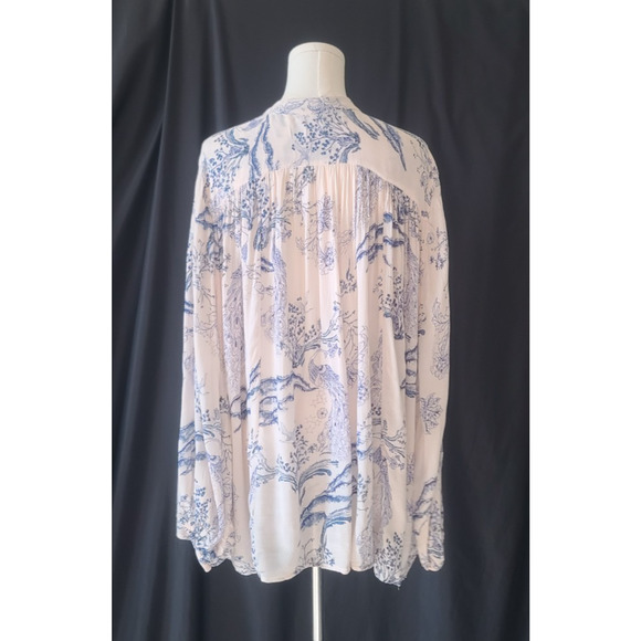 Free People Womens Metallic Blooms Ivory Print Blouse Top XS - Picture 7 of 8